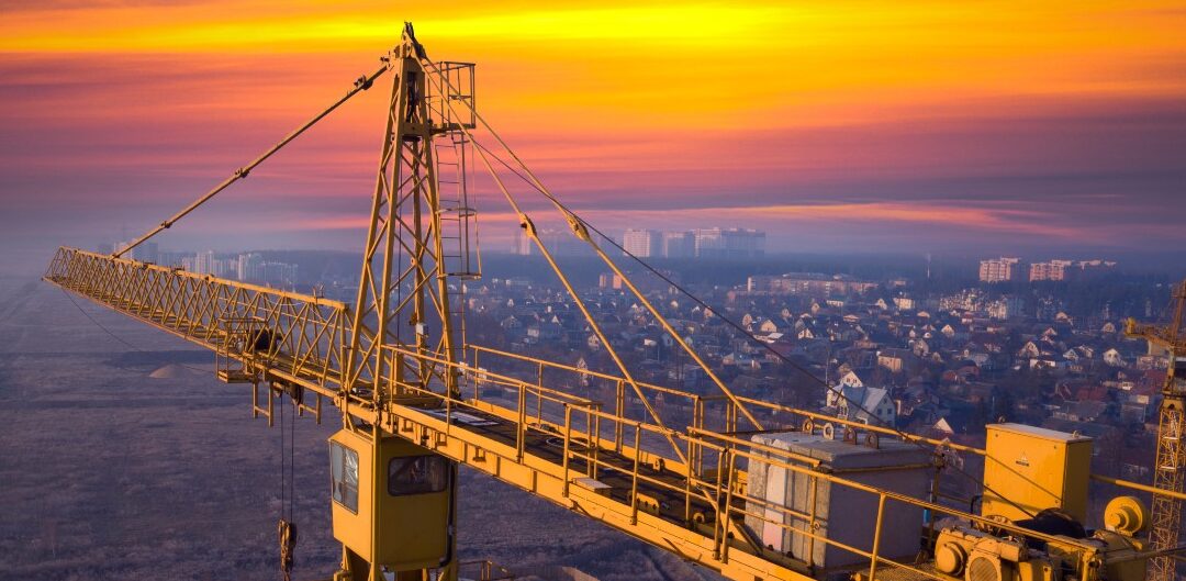 Industrial oil rig at sunset